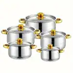 5-Piece Stainless Steel Cookware Set for Cooking on Stovetop Surfaces – main image