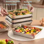 3pcs Stainless Steel Food Storage Containers for Food Storage & Organization with Transparent Lids – gallery image 9