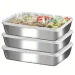 3pcs Stainless Steel Food Storage Containers for Food Storage & Organization with Transparent Lids – main image