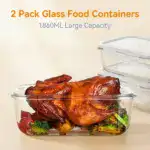 2-pack Large Glass Food Storage Containers for Meal Prep & Food Storage with Snap Lid Design – gallery image 6