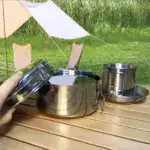 8-Piece Stainless Steel Camping Cookware System for Outdoor Cooking & Boiling – gallery image 3