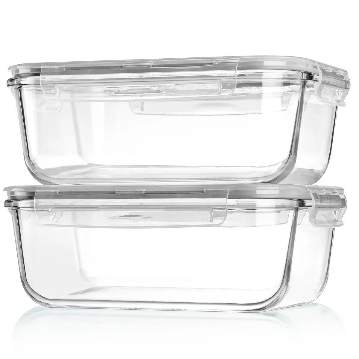 ffa175f0-8abf-4999-b058-7d80b205cbd9 2-pack Large Glass Food Storage Containers for Meal Prep & Food Storage with Snap Lid Design – main image