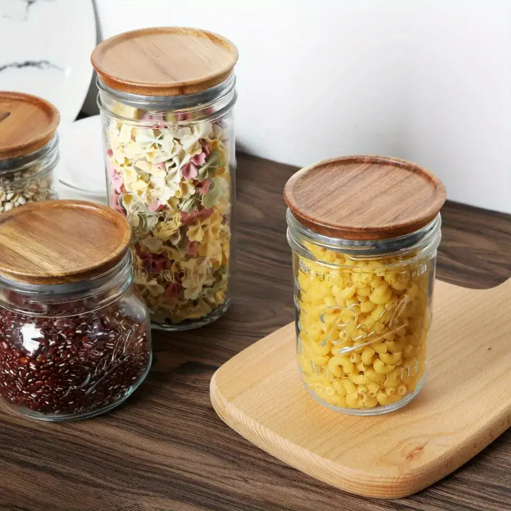 6-Piece Wooden Storage Lids for Sealing Regular Mouth Jars – description image 1