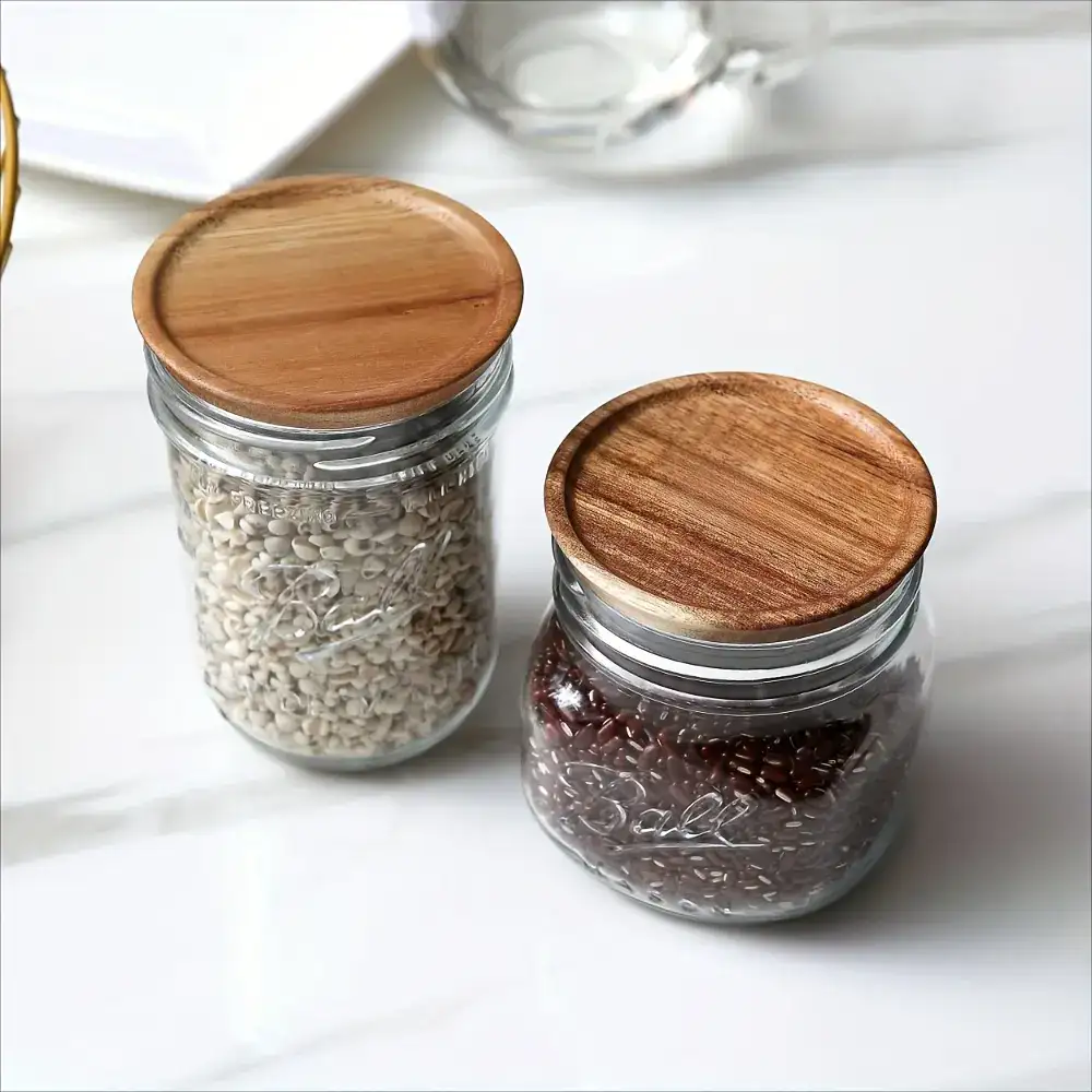 6-Piece Wooden Storage Lids for Sealing Regular Mouth Jars – description image 2
