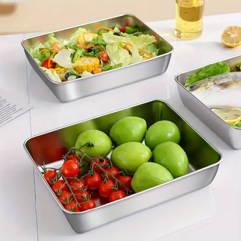 3pcs Stainless Steel Food Storage Containers for Food Storage & Organization with Transparent Lids – description image 5