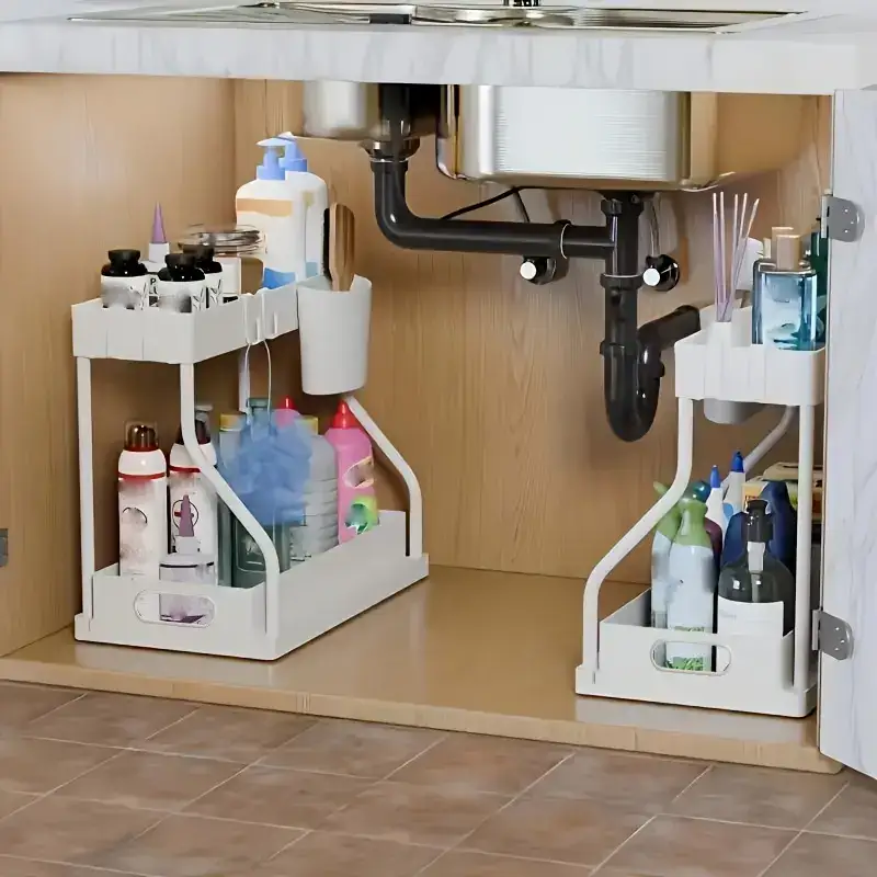 2pcs Under Sink Organizer for Sliding Storage Access with Pull-Out Shelf Design – description image 5
