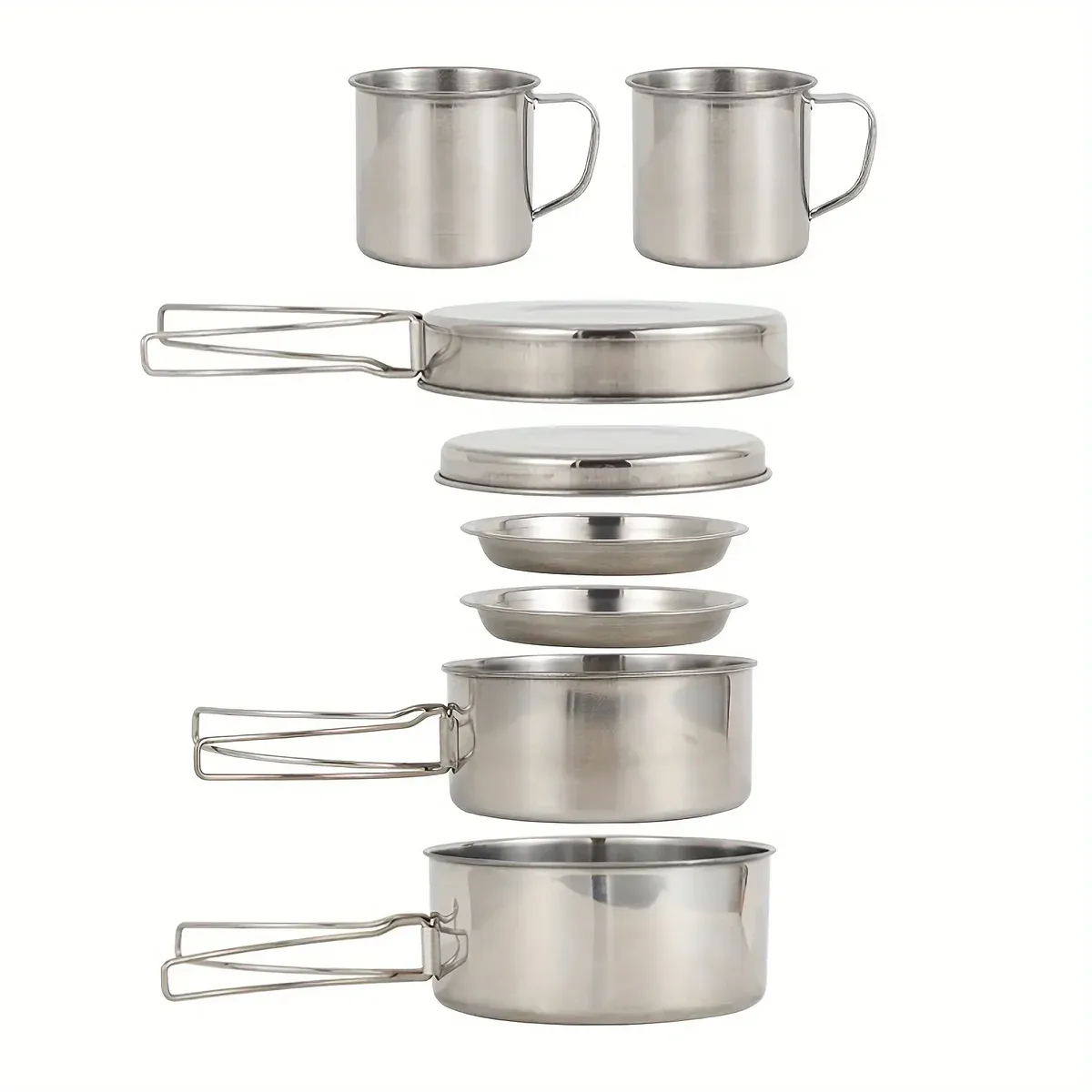8-Piece Stainless Steel Camping Cookware System for Outdoor Cooking & Boiling – description image 5