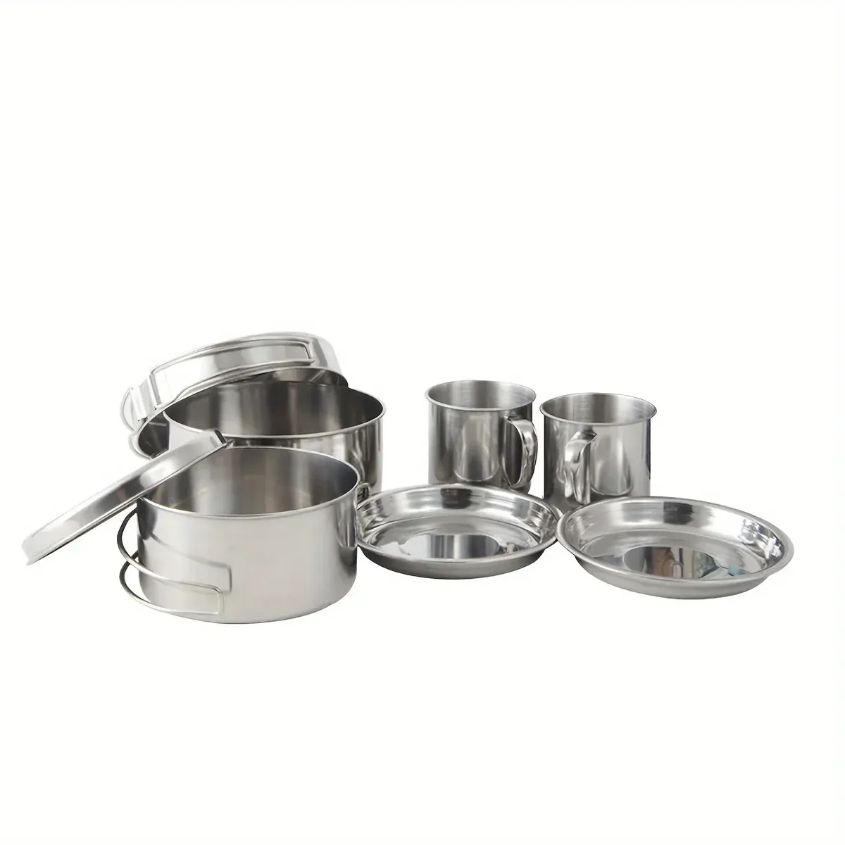 8-Piece Stainless Steel Camping Cookware System for Outdoor Cooking & Boiling – description image 4