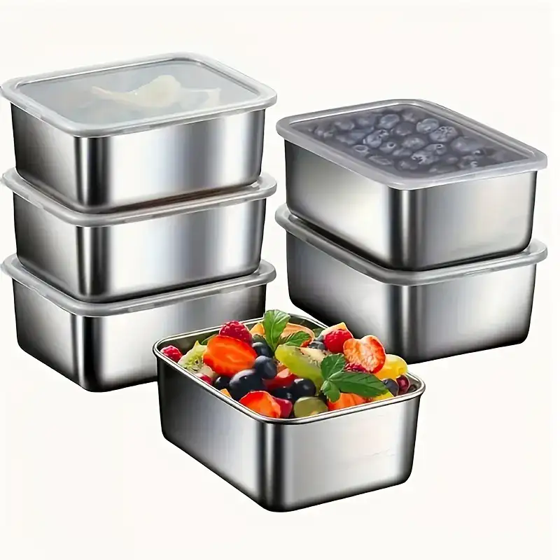 7pcs Stainless Steel Food Storage Containers for Storing & Organizing Food with Flip-Top Lids – description image 1