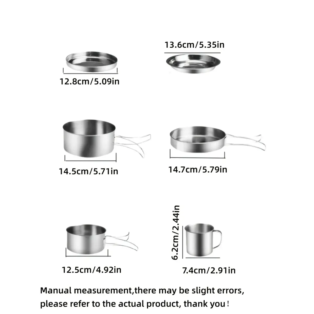 8-Piece Stainless Steel Camping Cookware System for Outdoor Cooking & Boiling – description image 1